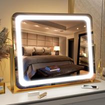 Espelho de Maquiagem FENNIO Gold com Luzes LED - 56x48cm