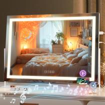 Espelho de Maquiagem Hasipu com LED e Bluetooth - 28x20cm - Branco