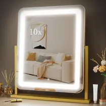 Espelho de Maquiagem Hollywood Gvnkvn com Luzes LED - 15,2 Polegadas - Dourado