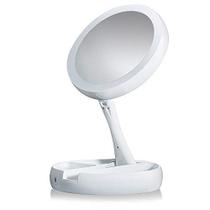 Espelho de maquiagem iluminado, espelho de aumento de dupla face 10X, espelho de vaidade com luzes, design inteligente com ajuste de brilho ângulo e altura, espelho compacto dobrável, espelho LED para viagem