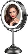 Espelho de maquiagem iluminado profissional de 8,5 ", espelho de vaidade de ampliação 1X/10X com 48 luzes LED, iluminação de 3 cores, brilho regulável (0-1200Lux), espelho cosmético de rotação livre de níquel de cetim sênior exclusivo