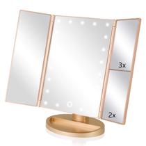 Espelho de maquiagem Infitrans Trifold Vanity Mirror w/ Lights 3X Espelho de maquiagem Infitrans Trifold Vanity Mirror w/ Lights 3X