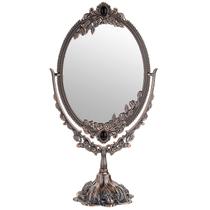 Espelho de maquiagem JUXYES Metal Tabletop Vintage com suporte Espelho de maquiagem JUXYES Metal Tabletop Vintage com suporte