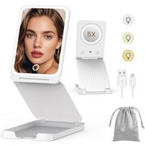 Espelho de Maquiagem LAMPICK Travel com Lupa 5X e 72 LEDs