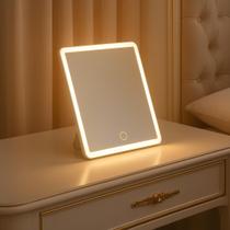 Espelho de Maquiagem LED Portátil com Aumento Recarregável USB 3 Tons de Luz Iluminação Profissional Espelho de Maquiagem LED Portátil com Aumento Recarregável USB 3 Tons de Luz Iluminação Profissional
