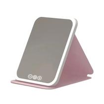 Espelho De Maquiagem LED Regulável Com Carregamento USB, 3 Modos De Luz, Espelho De Vaidade Dobrável