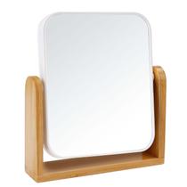 Espelho de maquiagem LFOYOU Vanity com suporte de bambu natural de 8 polegadas
