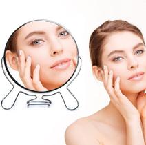 Espelho de Maquiagem Metal Dupla Face com Aumento 8" - Mulher Beleza - Espelho Duplo Redondo Moldura Metal - PANAMI