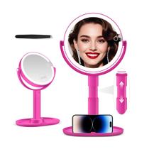 Espelho de maquiagem MIYADIVA 30X Magnifying com luzes e suporte para telefone Espelho de maquiagem MIYADIVA 30X Magnifying com luzes e suporte para telefone