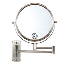 Espelho de maquiagem montado na parede lansi, 1x/10x espelho de lupa de dupla laterais espelho de vaidade de 8 polegadas, espelho de parede de braço extensível de 360, espelho de banheiro para maquiagem ou níquel de barbear
