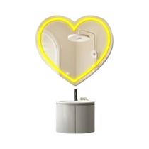 Espelho De Maquiagem Neon Em Forma De Coração, Alimentado Por USB, Decoração De Parede Para O Dia
