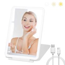 Espelho de maquiagem osteplus Travel com 3 modos de luz recarregável