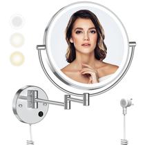 Espelho de maquiagem Rocollos 9 Plug-in montado na parede 1X/10X LED