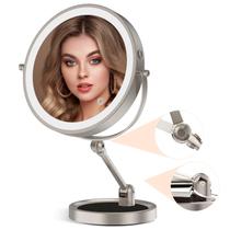 Espelho de maquiagem Rocollos, 9 polegadas, ampliação 1X/10X, recarregável