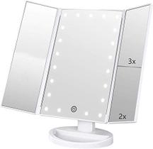 Espelho de Maquiagem Vanity Flymiro Triplo com Iluminação - 3x/2x Aumento