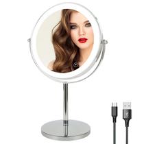 Espelho de maquiagem WIZCHARK 1X/10X Ampliação 52 LED Silver
