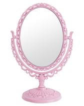 Espelho de maquilhagem XPXKJ rosa vintage giratório 360 frente e verso