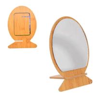 Espelho De Mesa 13X8Cm De Madeira Com Base