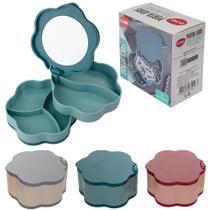 Espelho de mesa com base porta joias duplo de plastico colors 11x11x6cm na caixa