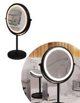 Espelho de Mesa com Luz Redondo - E6600 - Preto - ITALY LINE