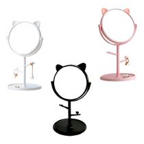 Espelho de Mesa com Suporte Orelha de Gatinho Maquiagem Cor:Rosa Espelho de Mesa com Suporte Orelha de Gatinho Maquiagem Cor:Rosa