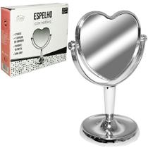 Espelho de mesa coraçao dupla face com pedestal e aumento de plastico - Cosy