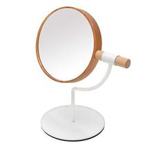 Espelho de mesa de mesa de YEAKE com suporte mental, espelho de mesa de madeira pequeno de ampliação de 3X, espelho de bancada de rotação de 360 para maquiagem (branco)