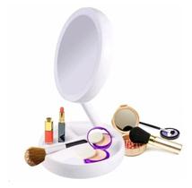 Espelho de mesa de perto e com aumento 10X portatil com led dobrável para maquiagem Espelho de mesa de perto e com aumento 10X portatil com led dobrável para maquiagem