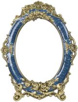 Espelho de mesa decorativo Nerien Retro Metal Blue com suporte