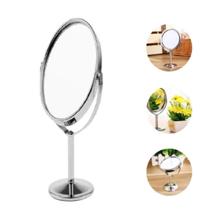 Espelho de Mesa Dupla Face Oval Giratório Zoom 3x com Pedestal Base Reta Modelo Pequeno