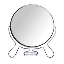 Espelho De Mesa Dupla Face P/ Ótica Maquiagem Aumento Até 5x Cromado