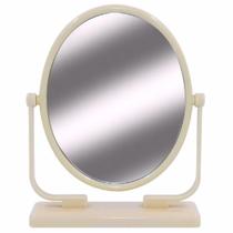 Espelho de Mesa Dupla Face Plástico 12x15,5cm - Bege