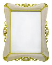 Espelho De Mesa Estilo Porta Retrato Detalhes Dourado 21.5cm