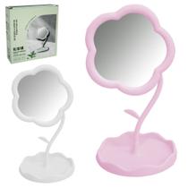 Espelho de mesa flor com base porta joias + gancho de plastico