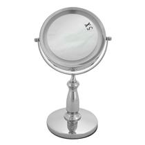 Espelho de Mesa Iluminação LED Dupla Face Aumento 5x Prata Espelho de Mesa Iluminação LED Dupla Face Aumento 5x Prata