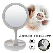 Espelho De Mesa Led com Aumento 10x Dobrável Para Maquiagem