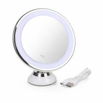 Espelho de Mesa Led Redondo 17x18cm Plástico para Maquiagem Branco Black Bull