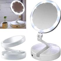 Espelho De Mesa Luz LED 360 Zoom 10x para Maquiagem Camarim