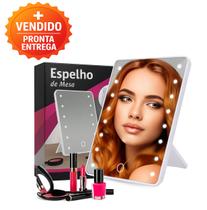 Espelho de Mesa Luz LED Iluminação Ajustável Portátil Ideal Maquiagem Skincare e Cuidados Diários