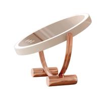 Espelho de Mesa Luzes LED em 3 Cores Recarregável Luxuoso para Maquiagem Penteadeira Redondo - linda demais