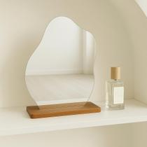 Espelho De Mesa Maquiagem Decorativo Com Suporte De Madeira