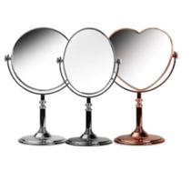 Espelho De Mesa Maquiagem Dupla Face Aumenta 2 X Gira 360 Prata
