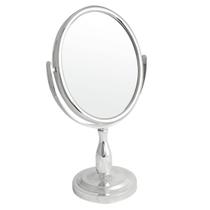 Espelho de Mesa Maquiagem Dupla Face Prata