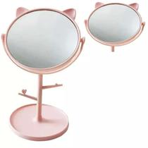 Espelho De Mesa Maquiagem Redondo Gatinho Decorativo