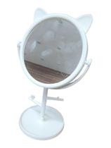 Espelho De Mesa Orelha Gatinho Com Base Porta Bijuteria