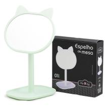 Espelho De Mesa Oval Giratorio Com Base Porta Objetos