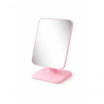 Espelho de Mesa para Maquiagem Retangular 22cm X 15cm Moldura Plástica Rosa Dromos