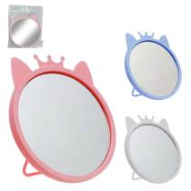 Espelho de mesa / pendurar oval com moldura de plastico gatinho 15,2x14,5cm
