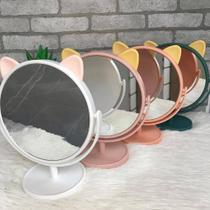 Espelho De Mesa Pequeno Giratório Penteadeira Orelhinha de Gatinho Com formato redondo