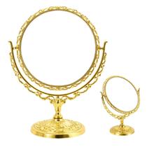 Espelho de Mesa Princesa P/ Maquiagem 360g Dourado Redondo